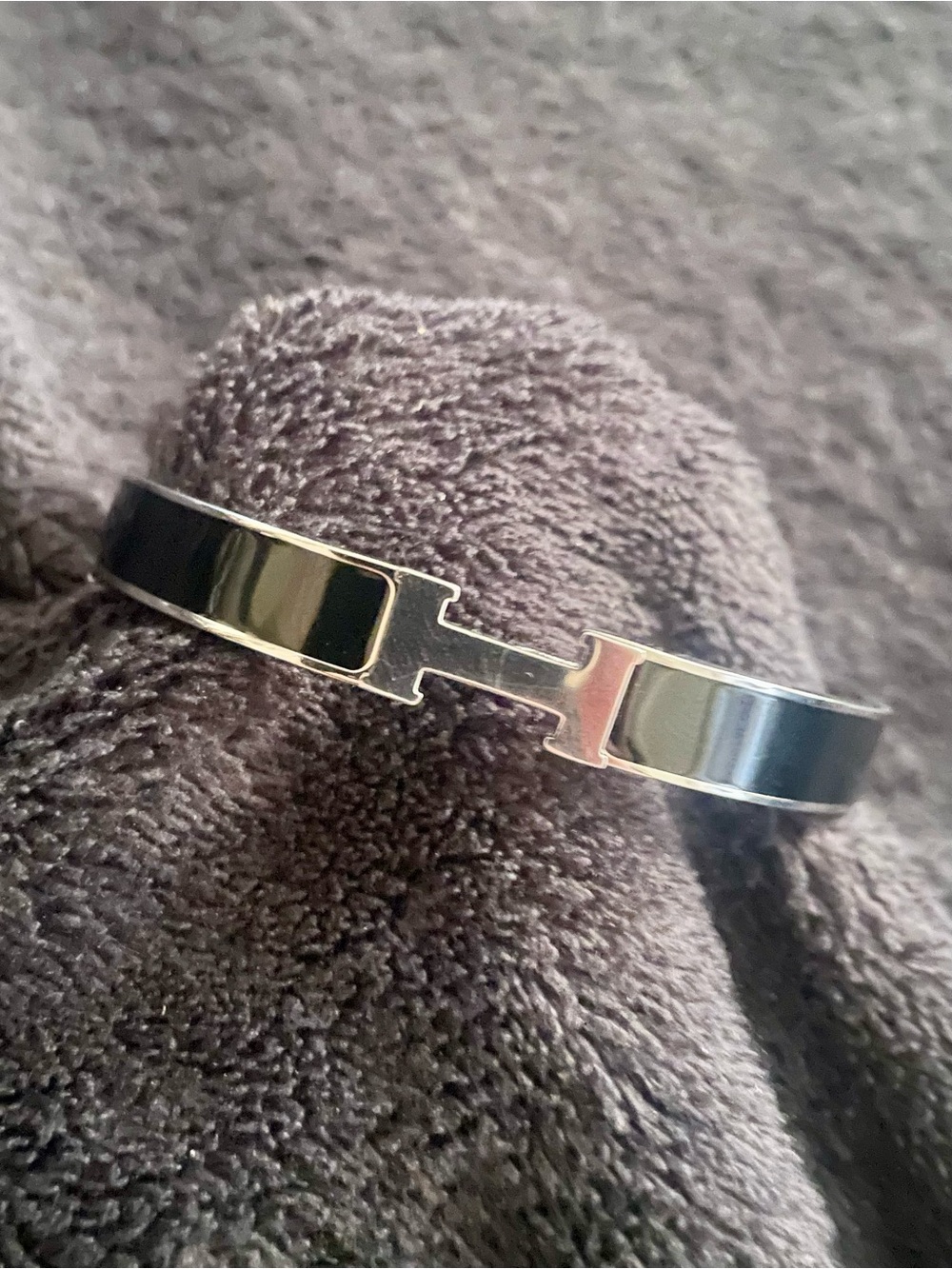 silver and black enamel bracelet bangle
